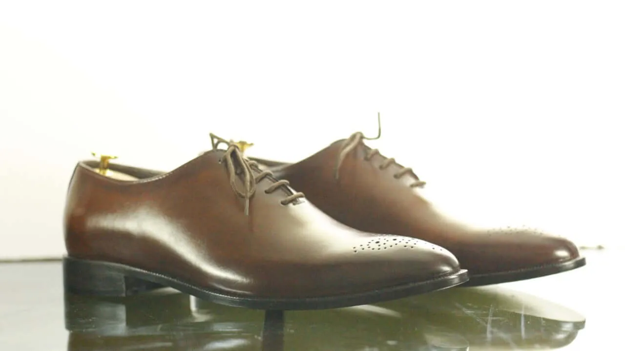 New Handmade Men's Brown Leather Brogue Toe Lace Up Shoes, Men Dress Formal Shoes