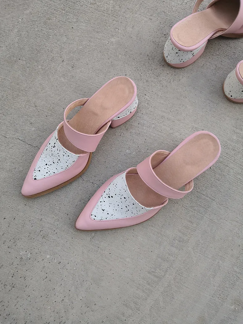 Pink Pointed Toe Mules - Bermuda