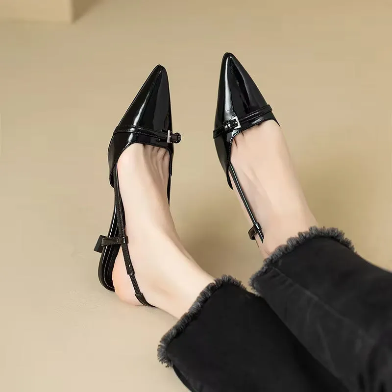 Pointed Toe Buckle Strap Heels