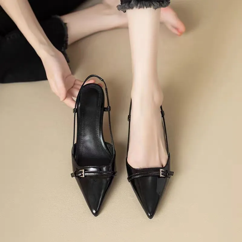 Pointed Toe Buckle Strap Heels