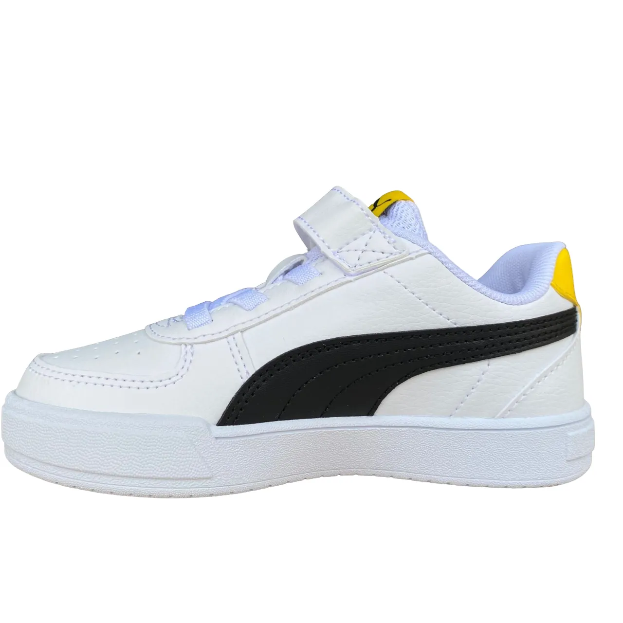 Puma sneakers bassa unisex junior con laccio elastico e velcro Caven AC PS 389307 14 white-black-yellow