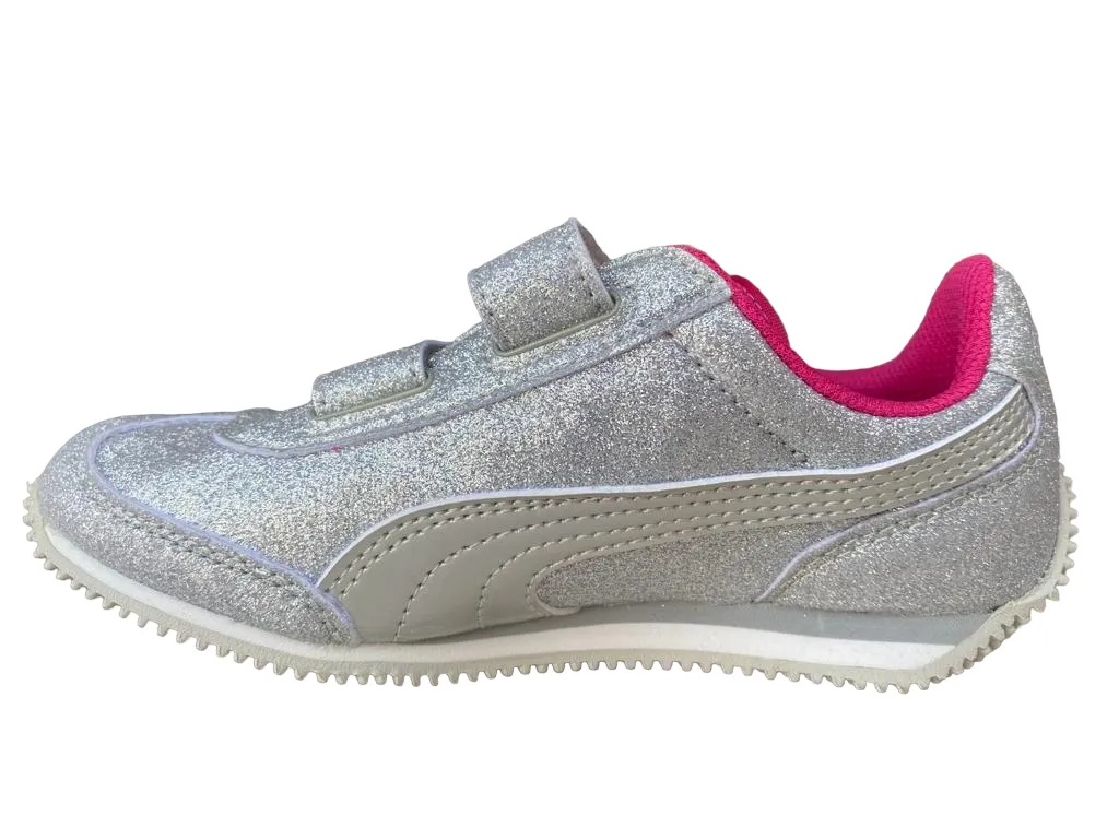 Puma sneakers da bambina con velcro Whirlwind Glitz V PS 363973 12 silver