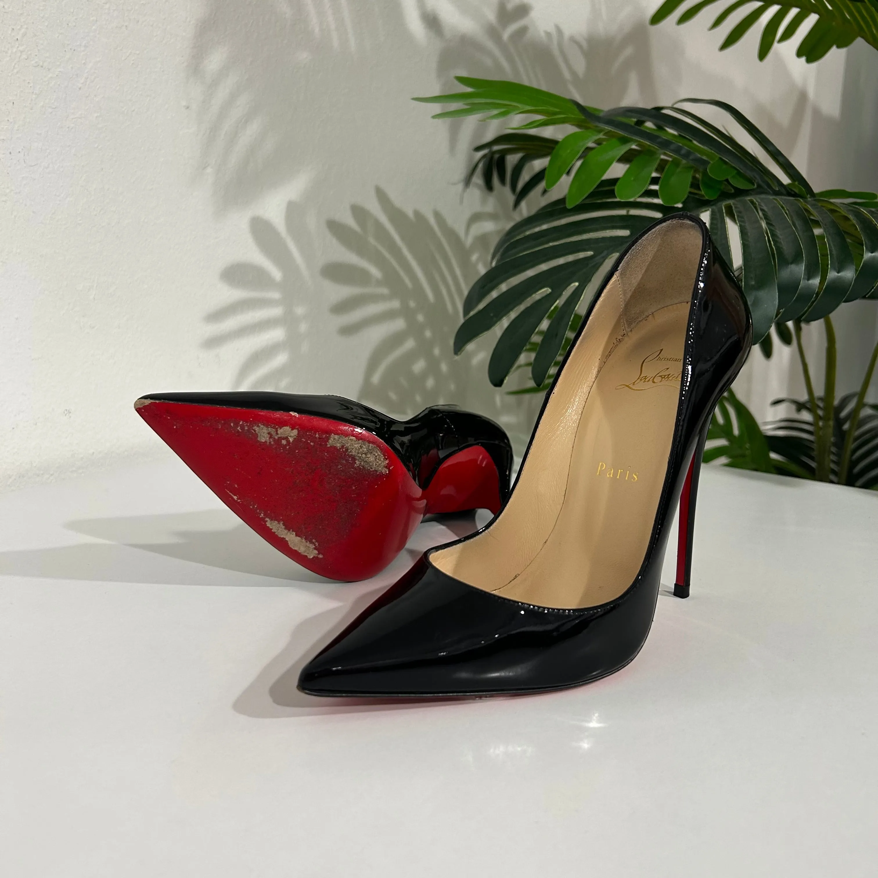 Sale! Christian Louboutin Black Patent So Kate 120