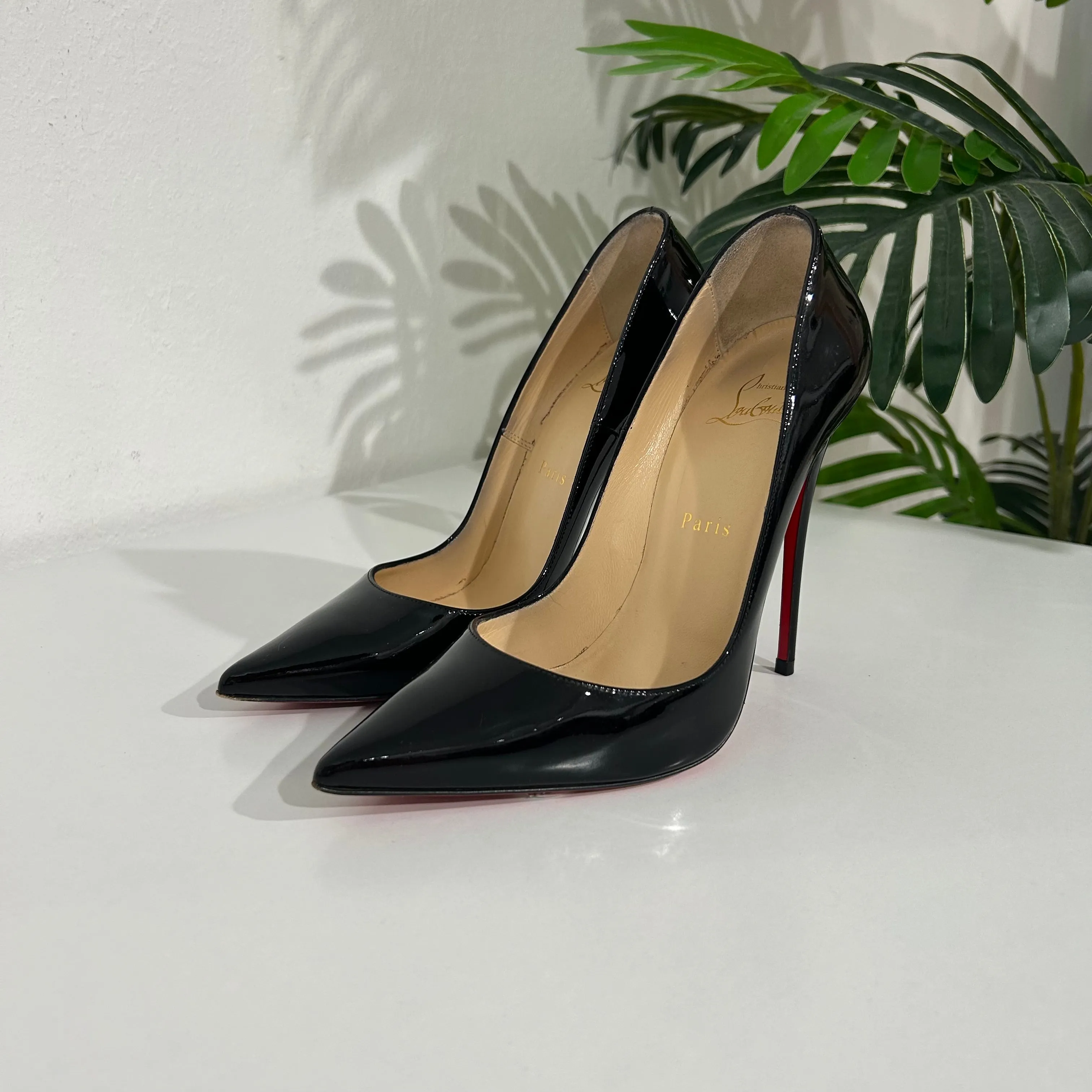 Sale! Christian Louboutin Black Patent So Kate 120