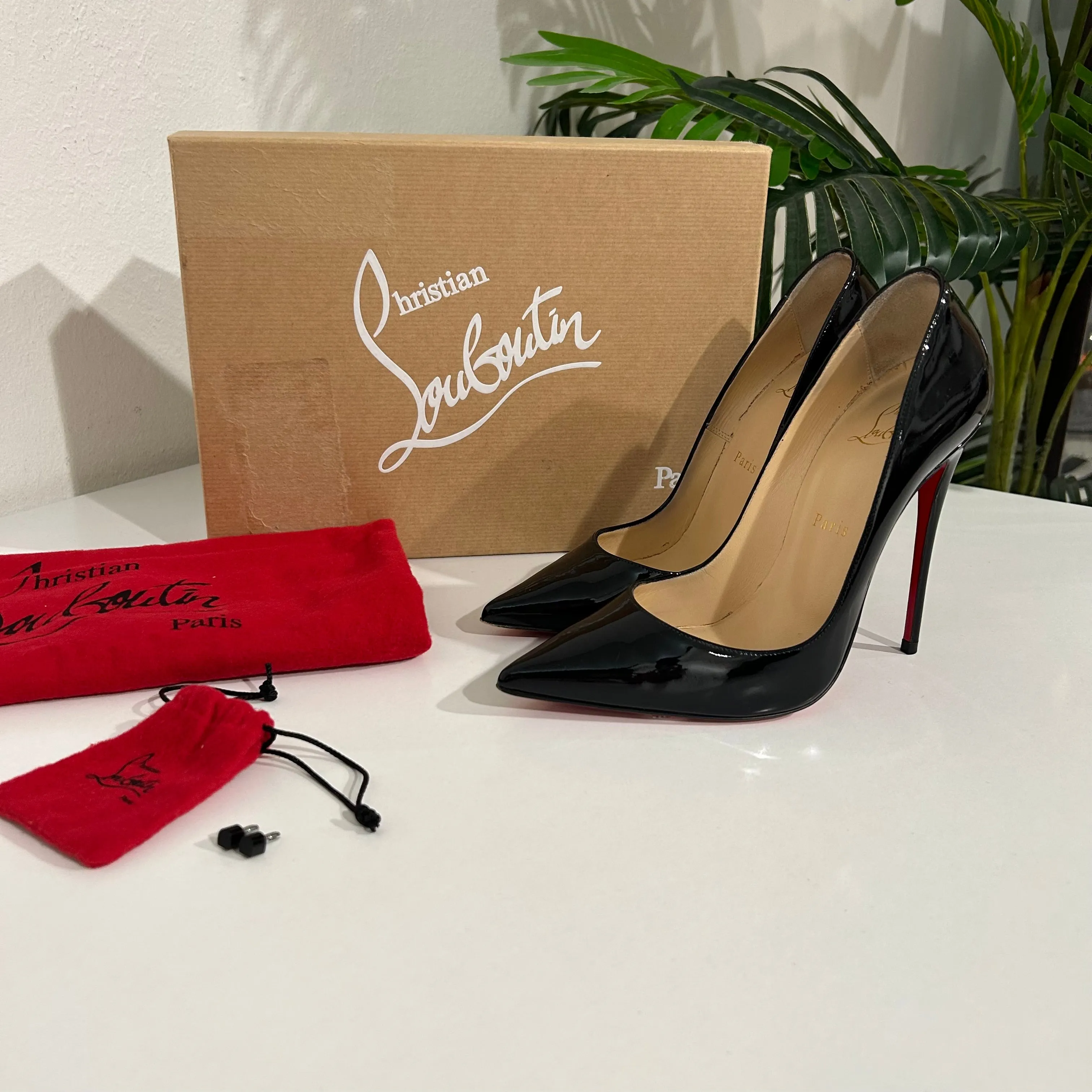 Sale! Christian Louboutin Black Patent So Kate 120