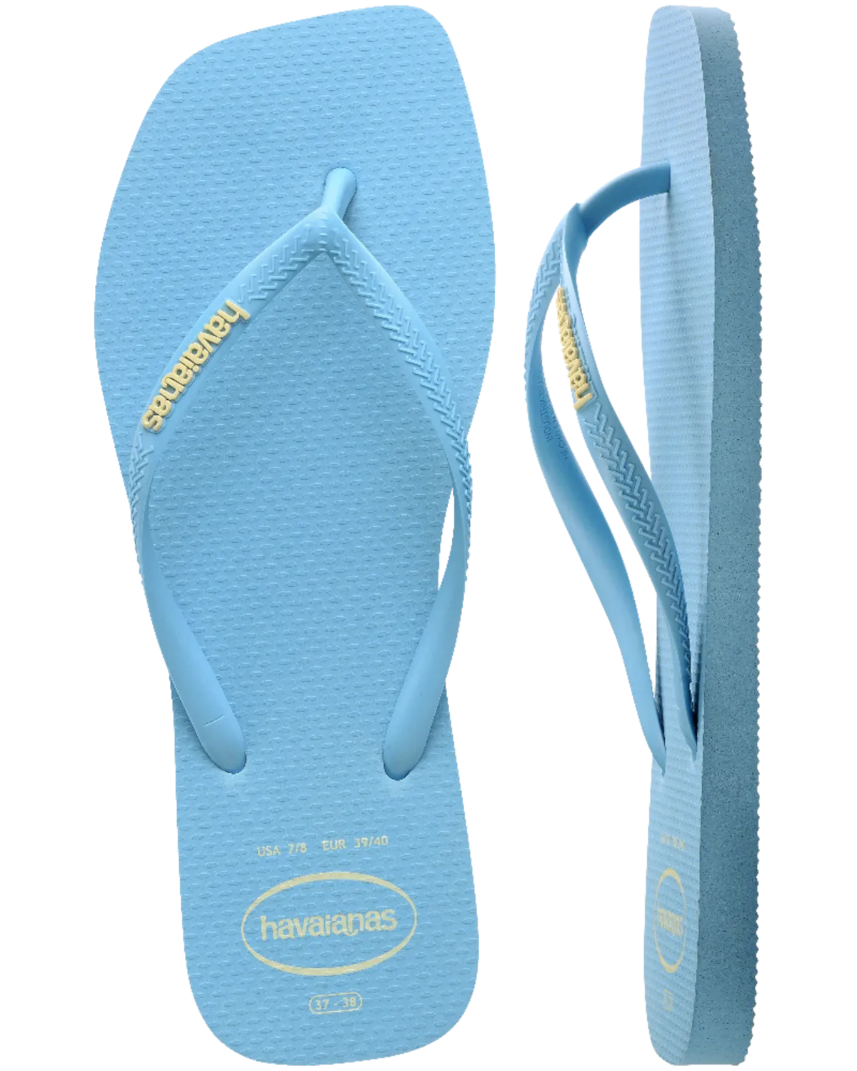 Slim Square Logo Pop Up Flip Flops in Lavender Blue