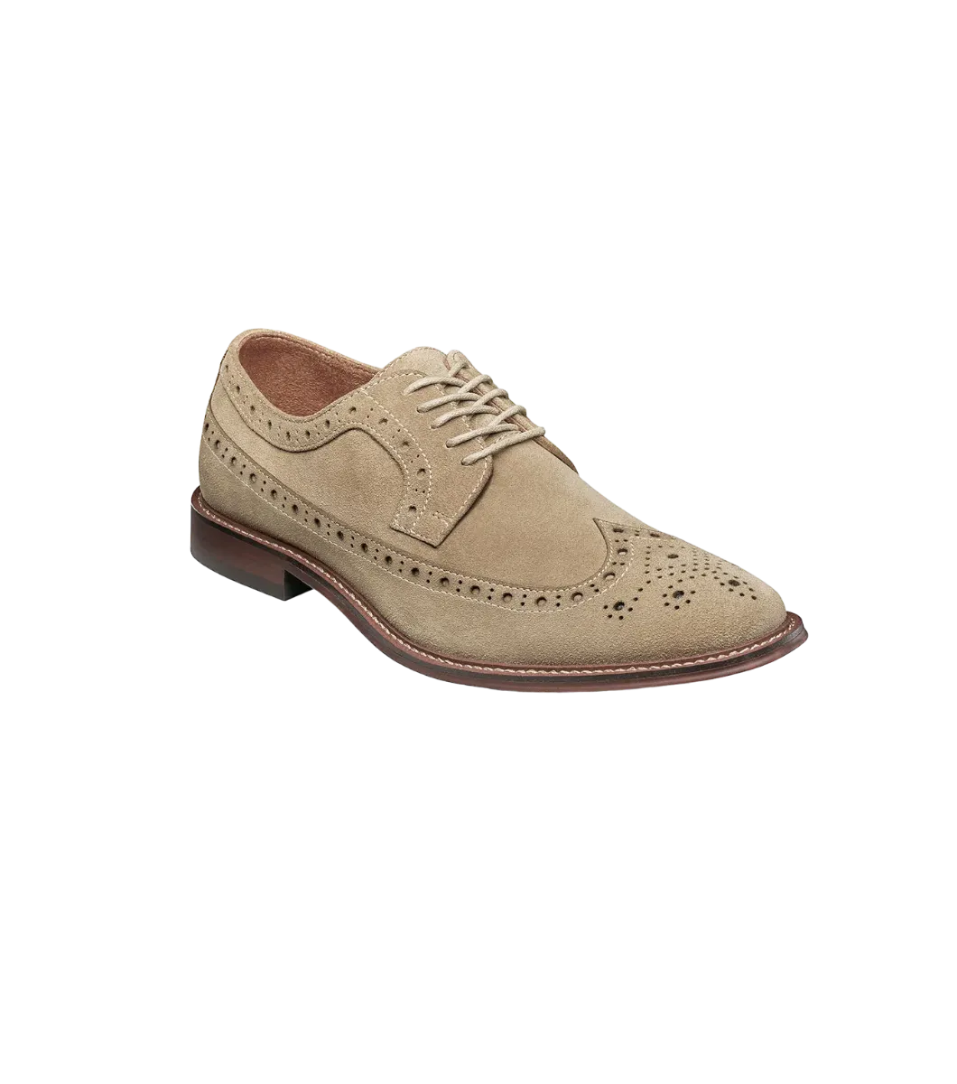 Stacy Adams Men's Sand Wingtip Oxford Lace-Up Casual suede Leather Shoes