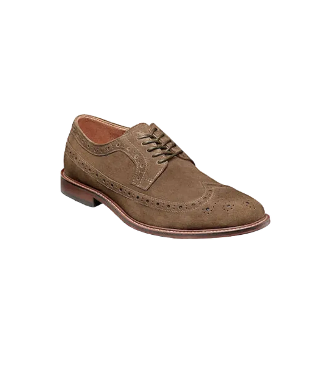 Stacy Adams Men's Sand Wingtip Oxford Lace-Up Casual suede Leather Shoes