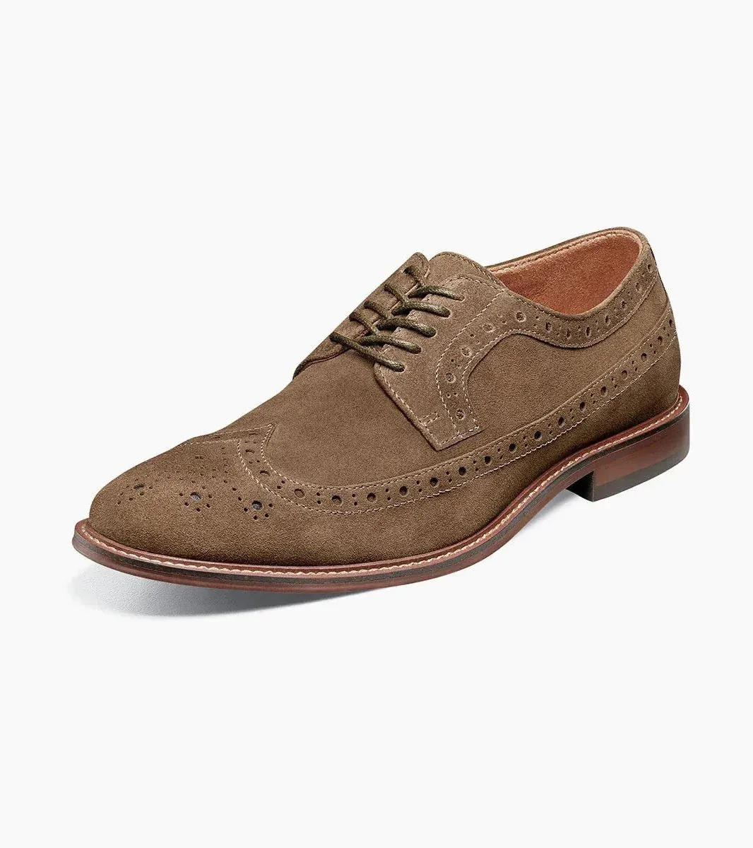 Stacy Adams Men's Sand Wingtip Oxford Lace-Up Casual suede Leather Shoes