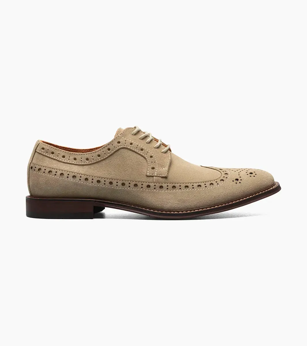 Stacy Adams Men's Sand Wingtip Oxford Lace-Up Casual suede Leather Shoes