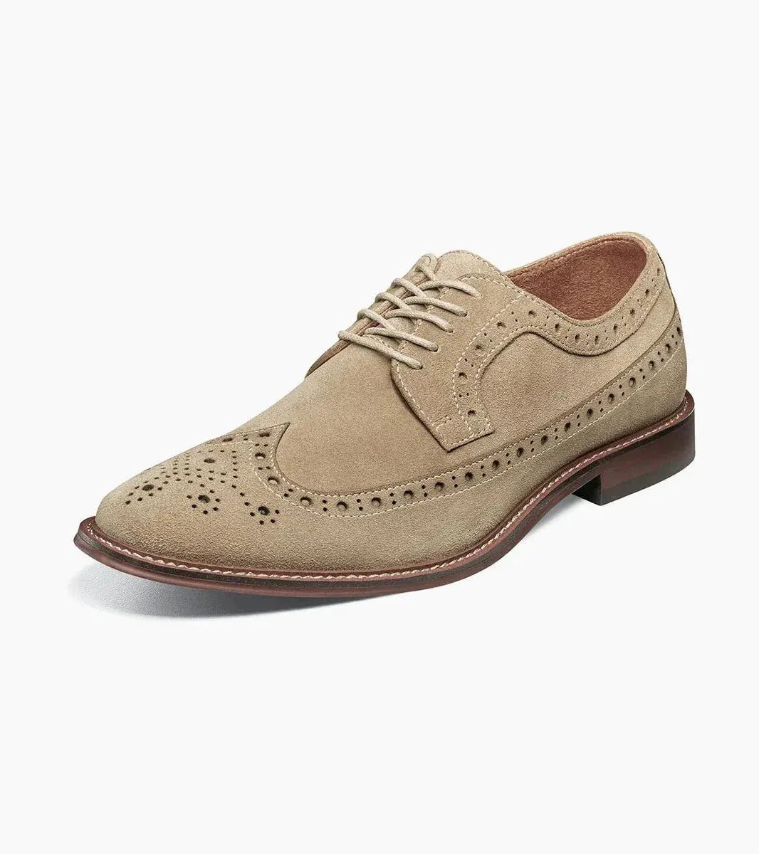 Stacy Adams Men's Sand Wingtip Oxford Lace-Up Casual suede Leather Shoes