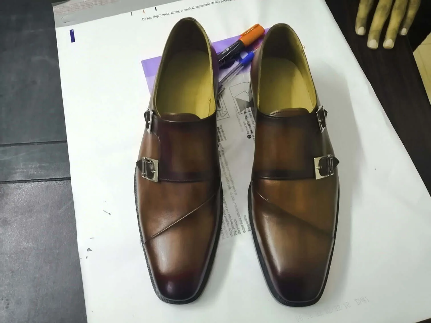 Stylish Men's Handmade Brown Leather Double Monk Strap Dress Formal Shoes