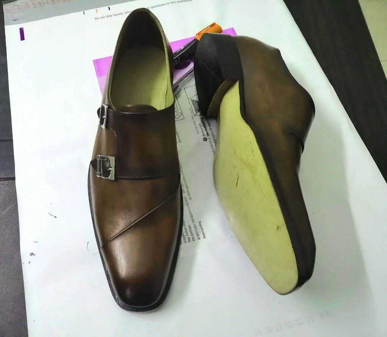 Stylish Men's Handmade Brown Leather Double Monk Strap Dress Formal Shoes