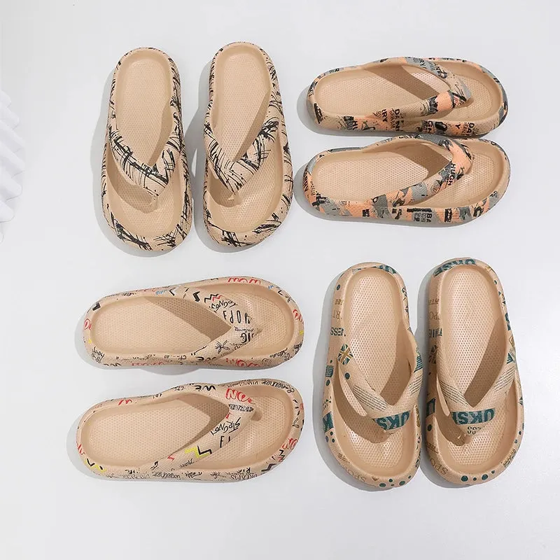 Summer Women Comfort Flip-Flop Leopard Soft Thick-Soled Cloud Slippers Travel Vacation Beach Shoes New Women Sandals