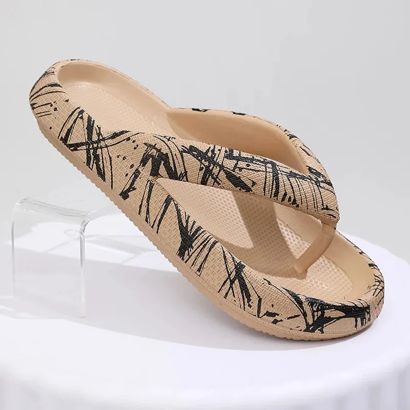 Summer Women Comfort Flip-Flop Leopard Soft Thick-Soled Cloud Slippers Travel Vacation Beach Shoes New Women Sandals