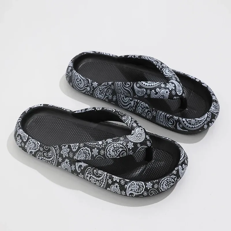 Summer Women Comfort Flip-Flop Leopard Soft Thick-Soled Cloud Slippers Travel Vacation Beach Shoes New Women Sandals