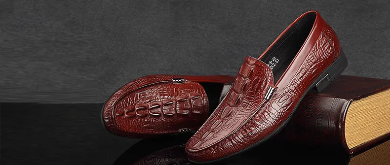 The Emperor - Leather Alligator Print Loafers For Men