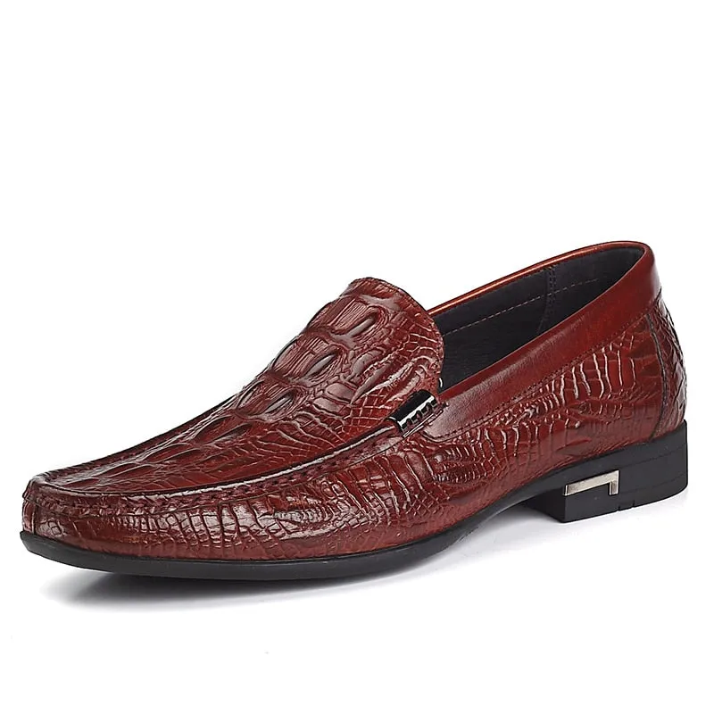 The Emperor - Leather Alligator Print Loafers For Men