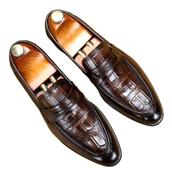 The Milanino 3 - Men's Elegant Dress Shoes Loafers (Crocodile pattern)