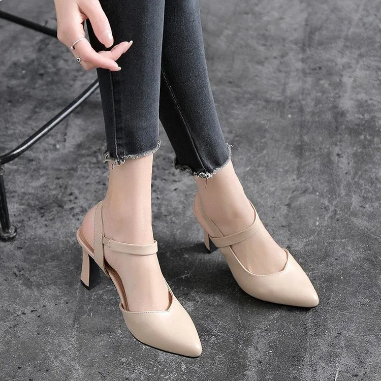 Thick Heel Pointed Toe Set High Heels