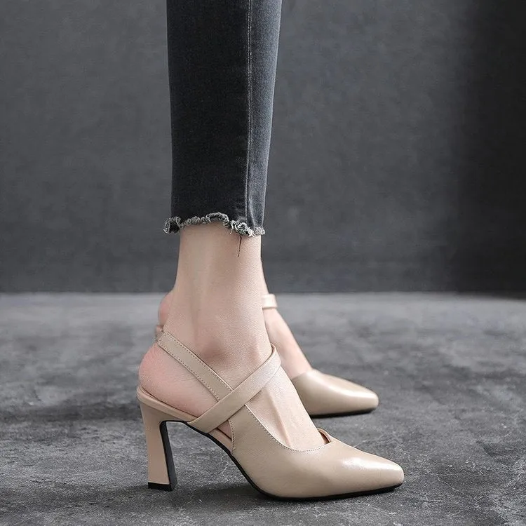 Thick Heel Pointed Toe Set High Heels