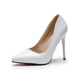 Toe Shape Heels - Trendy Leather Splicing Pointed Toe Pumps