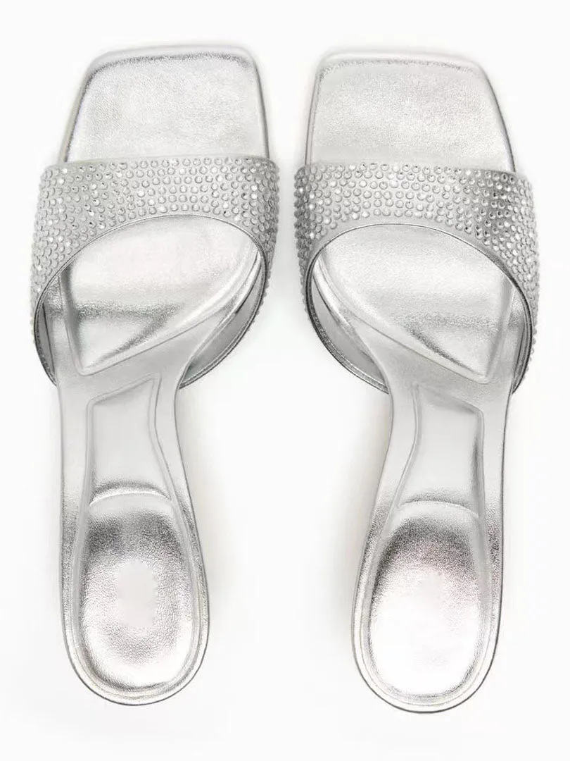 trending silver and diamond stone heel