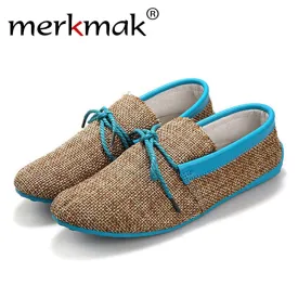 Trendy Casual Men Beach Loafer Shoes Breathable Summer Weaving Hemp Man Flats Soft Driving Shoes Mocassins