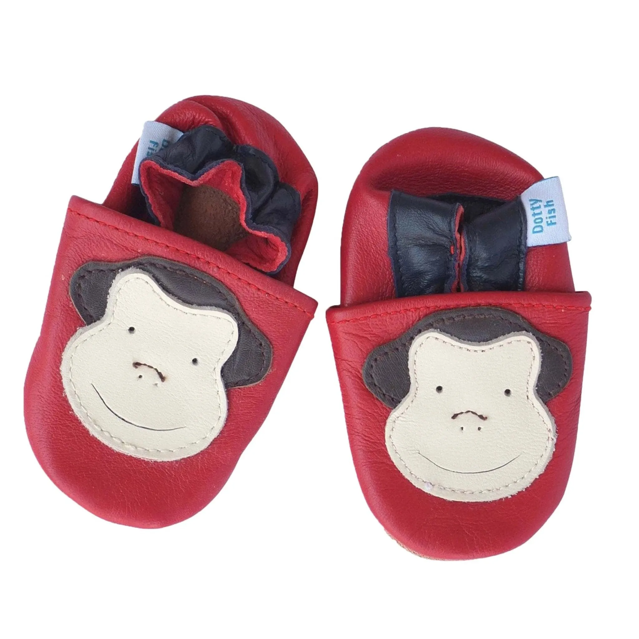 Unisex Soft Leather Elasticised Pram Shoes - Red Monkey