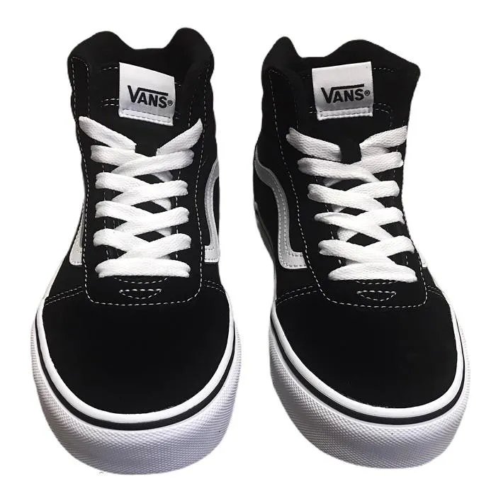 Vans scarpa sneakers da ragazzo in camoscio e tela Ward HI VN0A38JAIJU1 nero-bianco