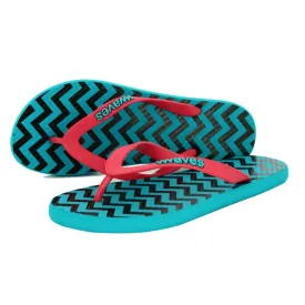 WAVES Women's Printed Flip Flops 3 UK - Turquoise