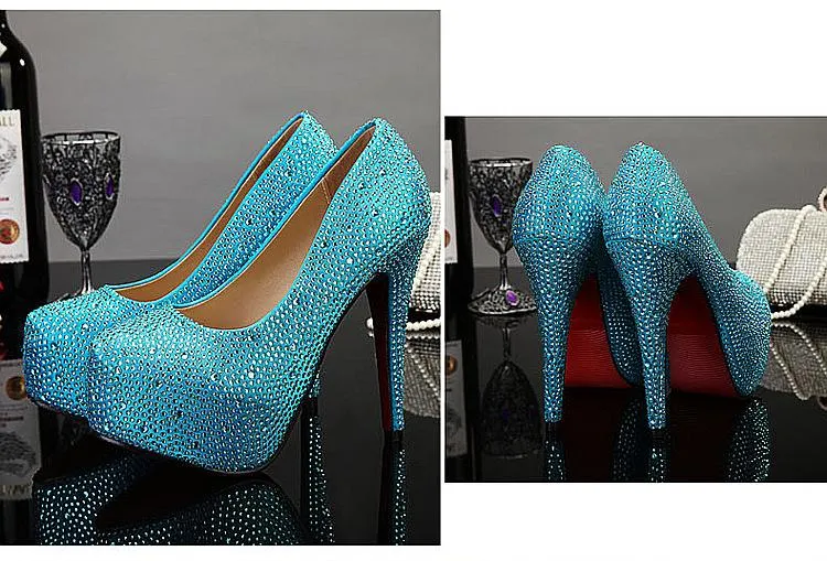 Weddding rhinestone platform stiletto heels