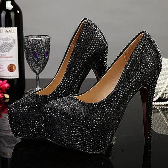 Weddding rhinestone platform stiletto heels