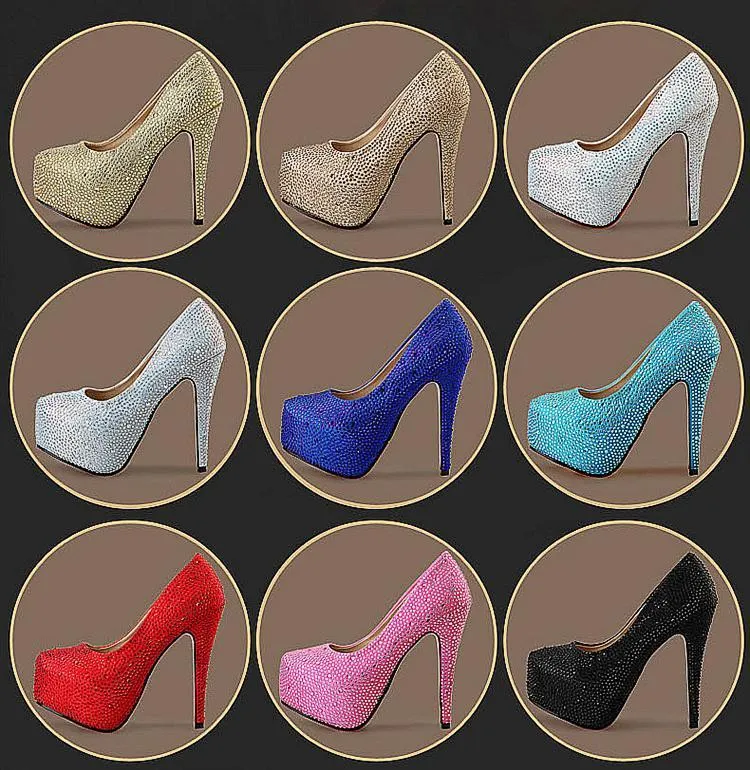 Weddding rhinestone platform stiletto heels