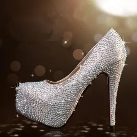 Weddding rhinestone platform stiletto heels