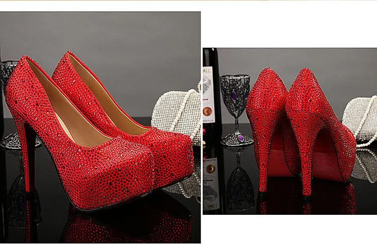 Weddding rhinestone platform stiletto heels