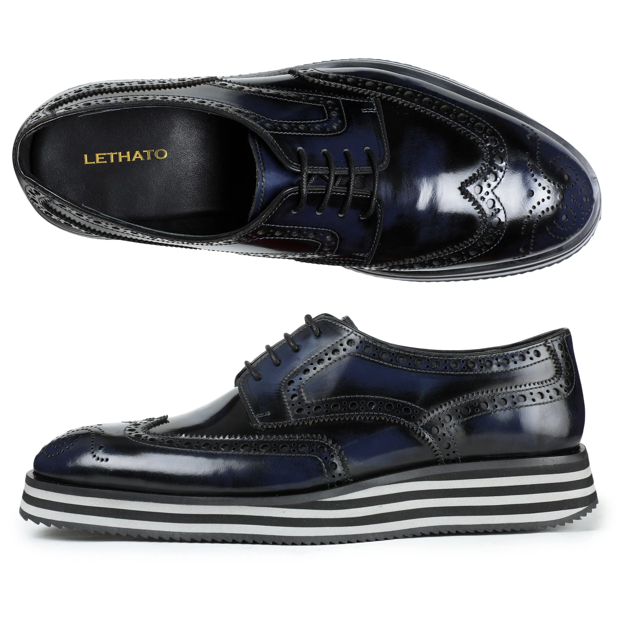 Wingtip Sneakers- Brush Off Navy