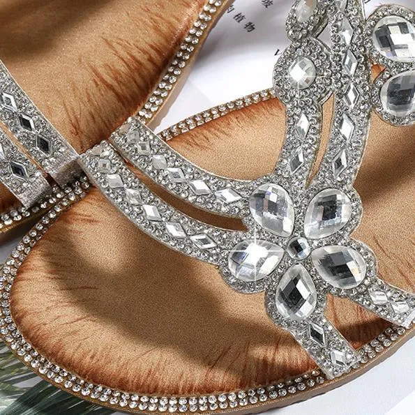 Women peep toe rhinestone flower elastic ankle strap sandals