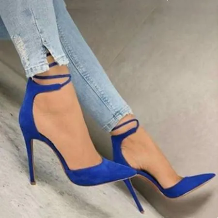 Women pointed toe sexy strappy lace up heels