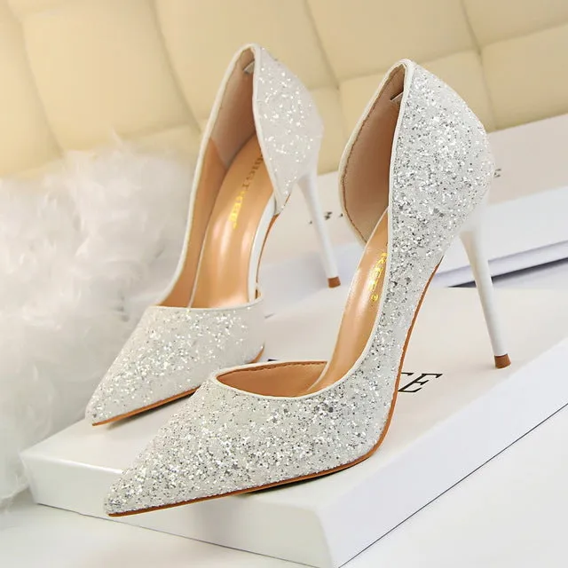 Women Pumps Extreme Sexy High Heels Women Shoes Thin Heels Female Shoes Wedding Shoes Gold Sliver White Ladies Shoes