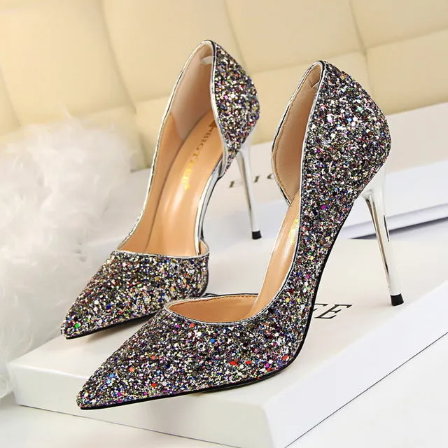 Women Pumps Extreme Sexy High Heels Women Shoes Thin Heels Female Shoes Wedding Shoes Gold Sliver White Ladies Shoes