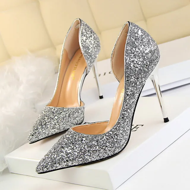 Women Pumps Extreme Sexy High Heels Women Shoes Thin Heels Female Shoes Wedding Shoes Gold Sliver White Ladies Shoes