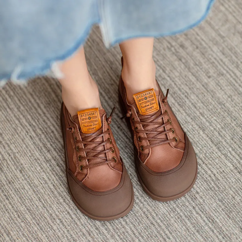 Women Retro Casual Soft Leather Thick Soled Shoes