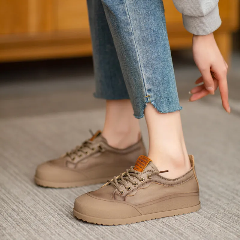 Women Retro Casual Soft Leather Thick Soled Shoes