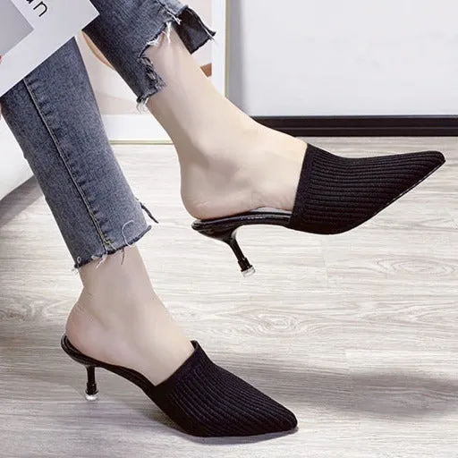 Women summer new fashion closed toe slide stiletto heels