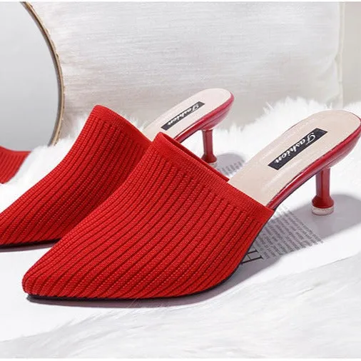 Women summer new fashion closed toe slide stiletto heels