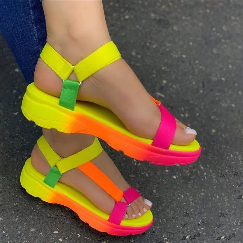 Women t strap ankle strap open 
toe platform sandals