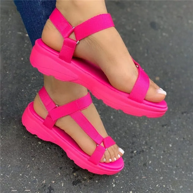 Women t strap ankle strap open 
toe platform sandals