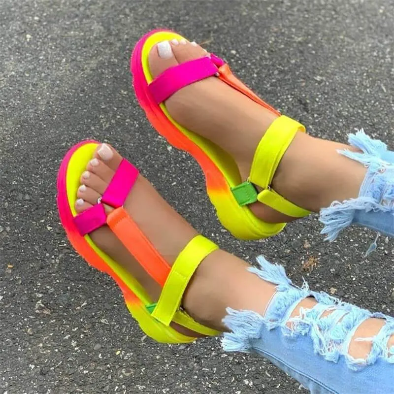 Women t strap ankle strap open 
toe platform sandals