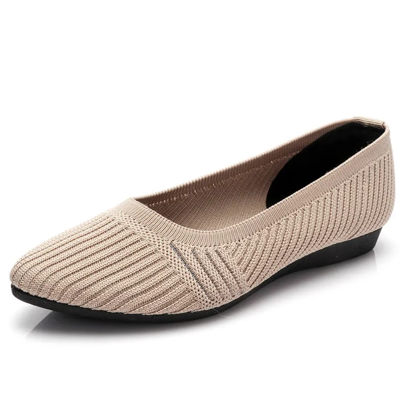 Women's Bottom Pumps Flying Woven Breathable Flat Canvas Shoes